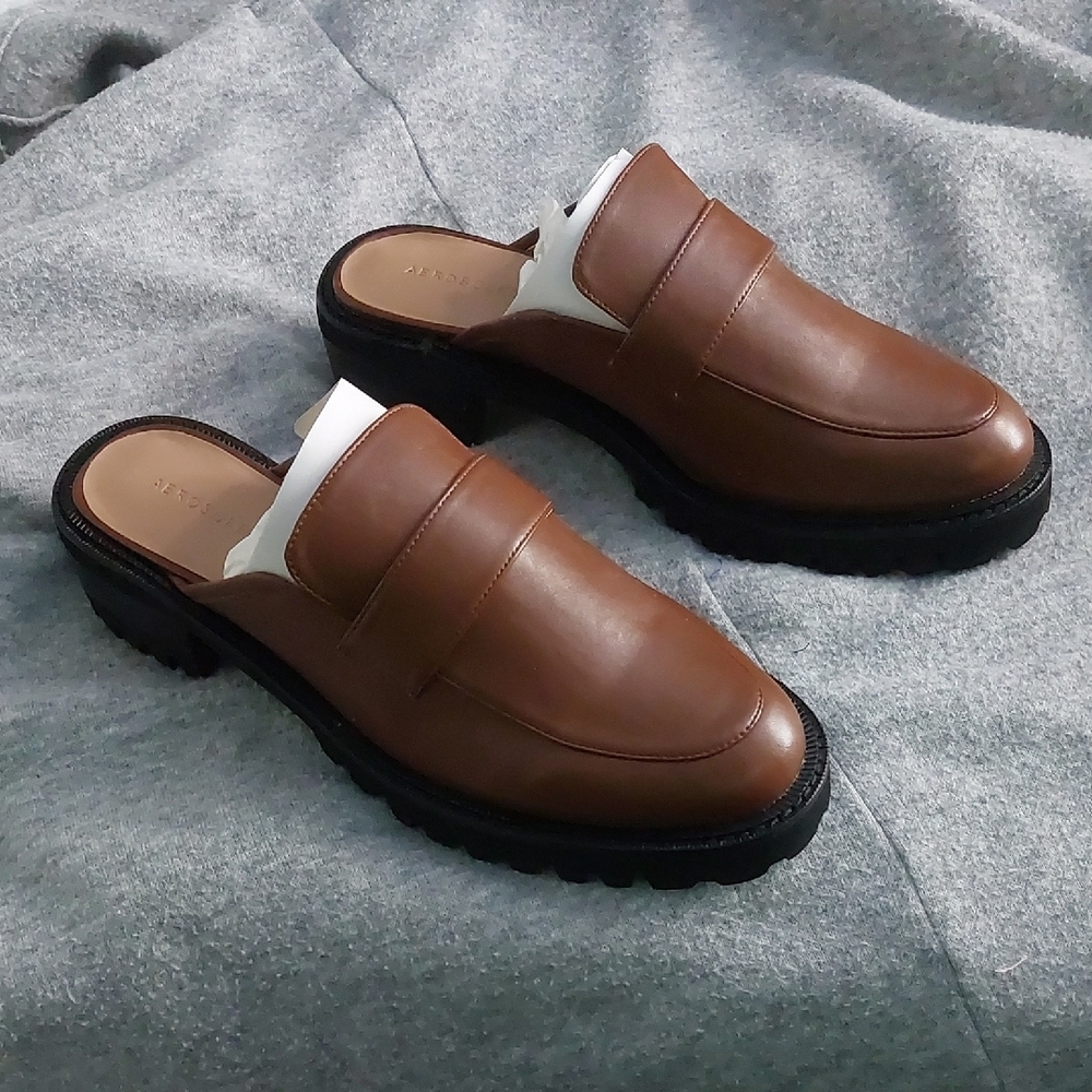 AEROSOLES Brown and Black Mules with Sturdy Sole
